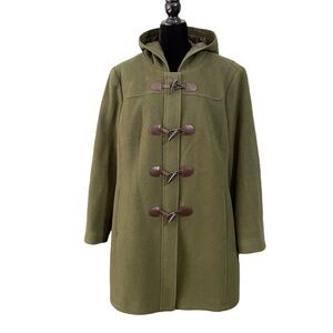 $279 L.L. Bean Classic Lambswool Duffel Coat Olive Green Bellandi Women's 2X
